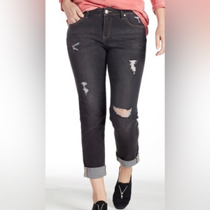 Women's size 4 black dark‎ gray faded Jag jeans cuffed ankle girlfriend carter